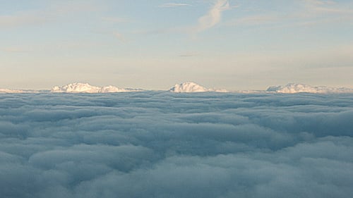 Dreamy Aerial View of Ethereal Blue Cloudscape