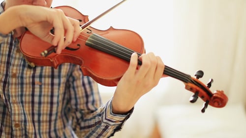 Young Adult Plays Brown Violin