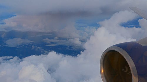 Airplane View of Clouds from Aircraft Window