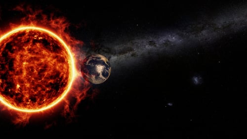 Sun and Earth Animation with Starfield