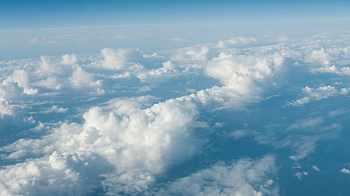 Aerial View of White Clouds and Blue Sky