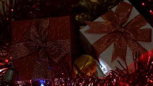 Christmas Gifts with Colorful Lights and Decorations
