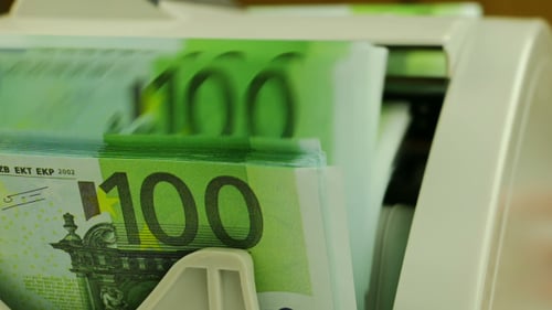 Money Counter Processing Euro Banknotes