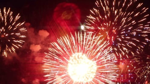 Vivid Fireworks Exploding in the Night Sky