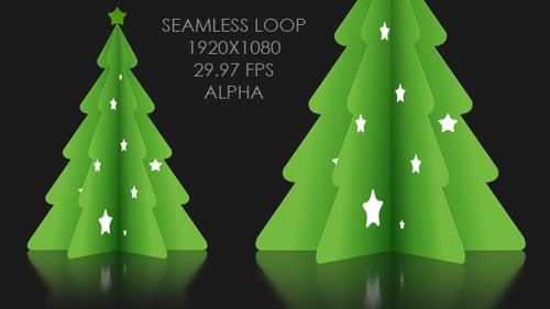 Rotating Minimalist Christmas Tree With Stars Seamless Loop