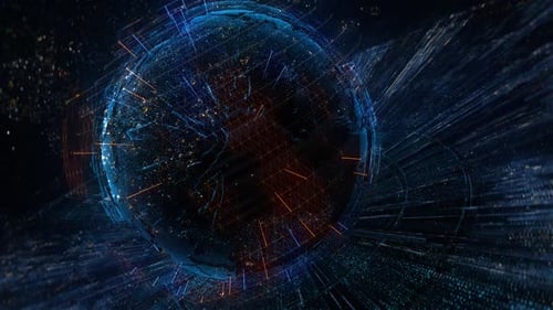 Futuristic Global Digital Network Animated Background