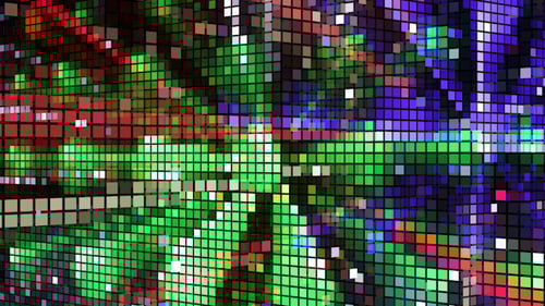 Dynamic Colorful Pixel Grid Disco Background Loop