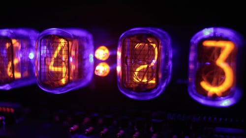 Vintage Digital Clock Numbers Changing Time