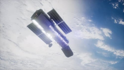 Hubble Space Telescope Orbiting Earth in 3D Animation