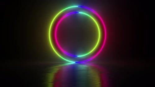 Circle stage multicolored neon light
