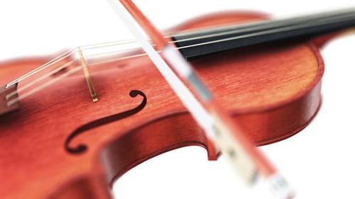 Animated Violin and Bow Playing Musical Performance