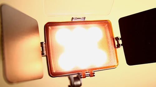 Macro Shot of an Orange LED Video Light