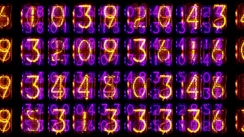 Abstract Numbers Pattern Glowing with Pink and Purple