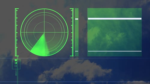 Futuristic HUD Radar System with Digital Data Display Animation