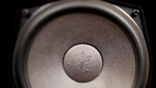 Speaker Cone Vibrating in Close Up Shot