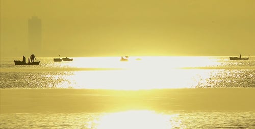 Sunset and Fishing Boats