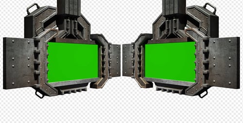 Rusty Mechanical Door Opening Green Screen Reveal