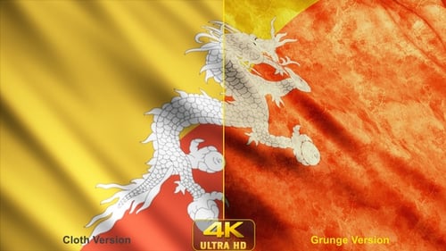 Bhutan Flag Waving in Modern and Grunge Styles