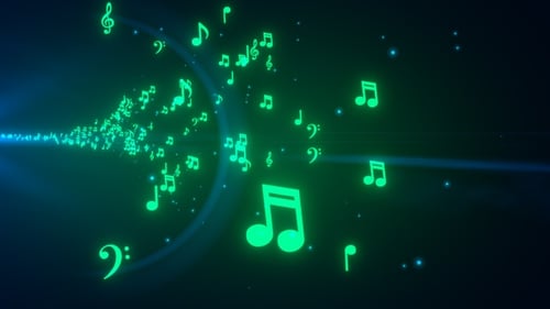 Music Notes Flying Mint Green