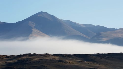 Mountains Emerge from Foggy Valley, Wide Shot