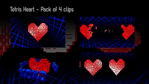 Geometric Tetris Heart Pack Animation