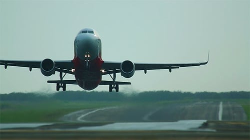 Airplane Taking Off on a Runway