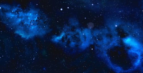 Animated Blue Nebula and Stars in Deep Space