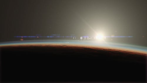Cinematic Earth View from Space with Rising Sun