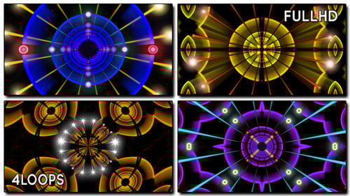 Neon Futuristic Tunnel Kaleidoscope Background Loops Pack