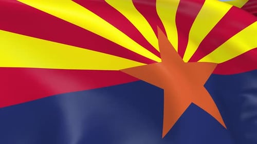 Realistic Arizona State Flag Waving Background