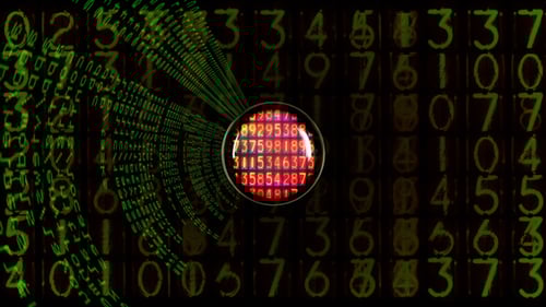 Animated Data Tunnel with Futuristic Digital Number Stream