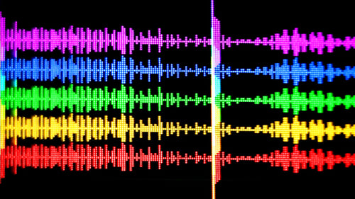 Abstract Rainbow Equalizer Waves on Black Background