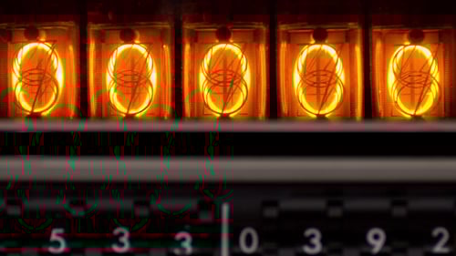 Illuminated Electronic Numbers Changing on Machine