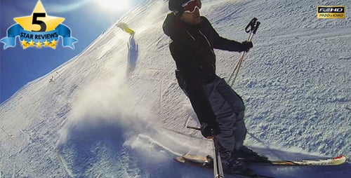First Person View of Skier on Mountain Slope