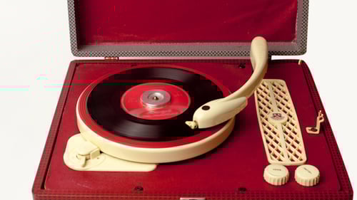 Vintage Record Player Playing Vinyl
