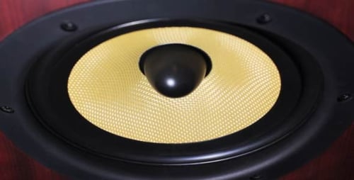 Speaker Cone Vibrating and Emitting Sound in Close Up