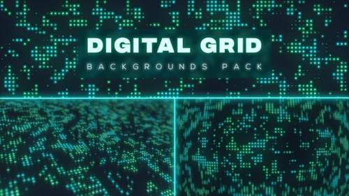 Dynamic Digital Grid Glowing Pixel Background