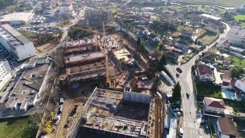 Cranes and Building Construction Site