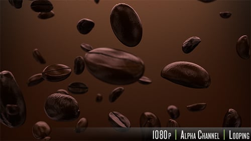 Seamlessly Looping Realistic 3D Coffee Beans Falling