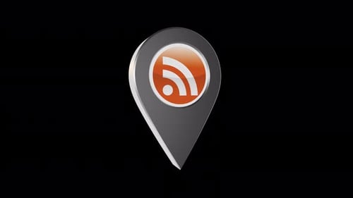3D Rotating Wifi Location Pin Icon Animation With Alpha Channel 4K