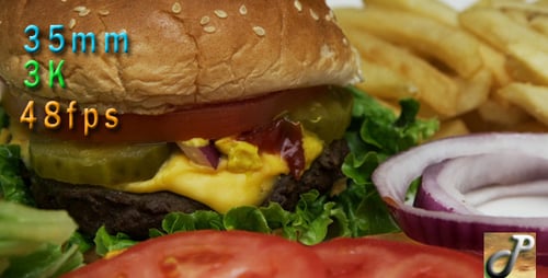 Close Up of Tempting Burger and Fries