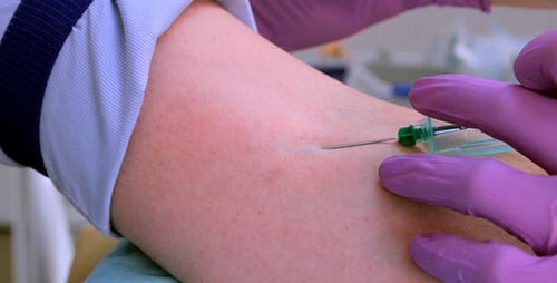 Blood Sample Taken With Needle in Hospital