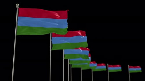 Waving Flags Animation on Black Background