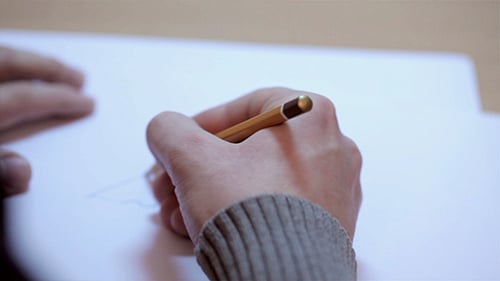 Hand Drawing on Paper with Pencil Close Up