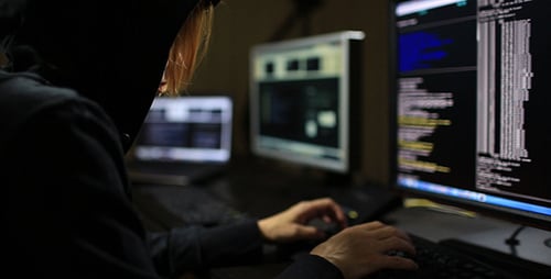 Hacker in Hood Typing on Keyboard 6