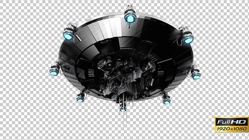 Futuristic Metallic UFO Flying Saucer Loop with Alpha Channel
