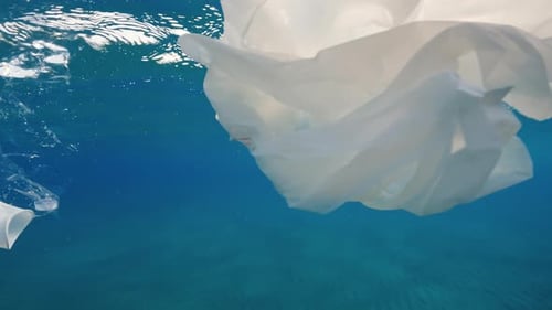 Plastic Objects Float in the Sea