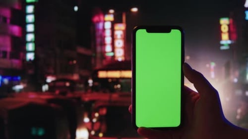 Smartphone mit Chroma-Key-Nahaufnahme