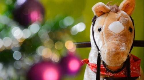 Christmas Tree with Plush Toy Horse Decoration