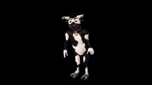 3D Animated Dancing Cow Character with Alpha Channel